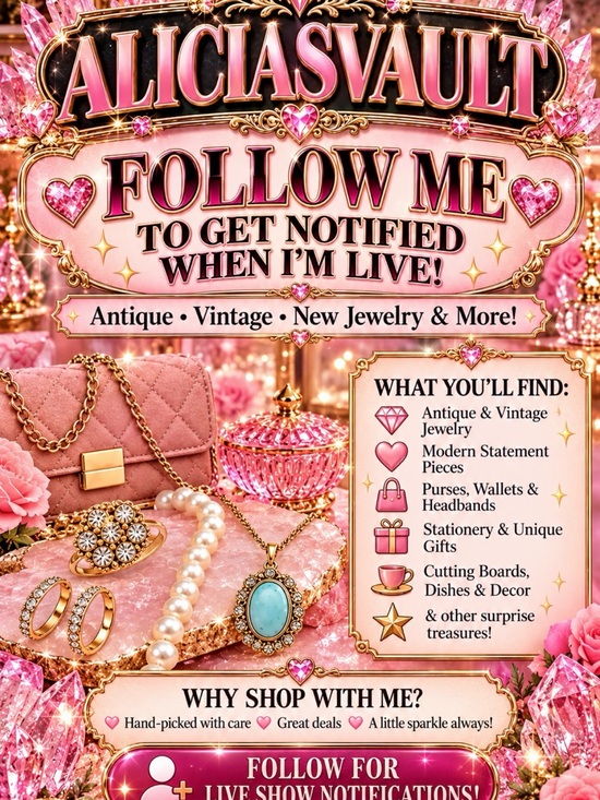 Jewelry - Like this flier 🌟 to be notified 🌟 when I’m going live. 🥳 ALICIASVAULT IS LIVE